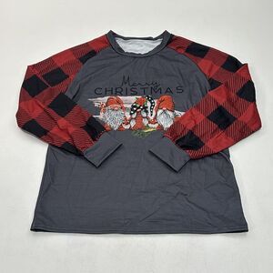 Women's Long Sleeve Raglan Christmas Shirt Christmas Graphic, Size S